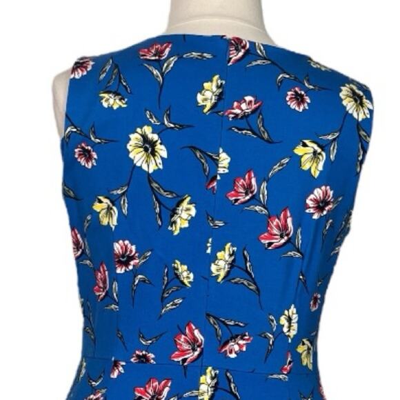 Lands’ End Dress Ponte Knit Sheath Shift Pockets Blue Pink Floral Women Size 18 - Picture 9 of 12